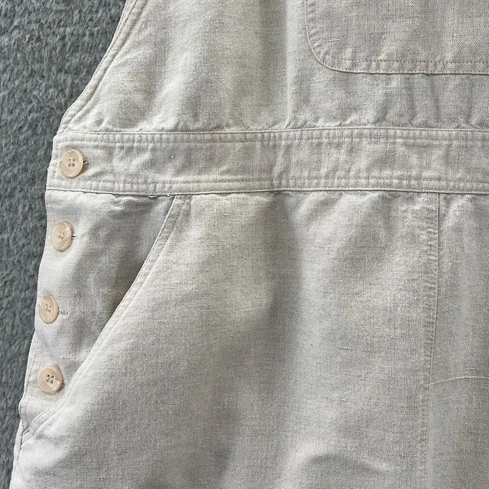 Vintage 90s Linen Blend Pinafore Jumper Maxi Dress Sleeveless Overall Indie - Picture 4 of 14